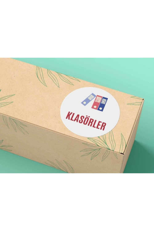 Okul Serisi Klasörler Yazılı Etiket Yuvarlak Sticker Mat Etiket 4 Cm (40 Adet)