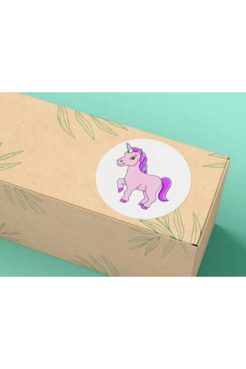 Unicorn Etiketi Yuvarlak Mat Çıkartma Çocuk Etiketleri Cute Round Sticker 4 Cm (40 Adet)