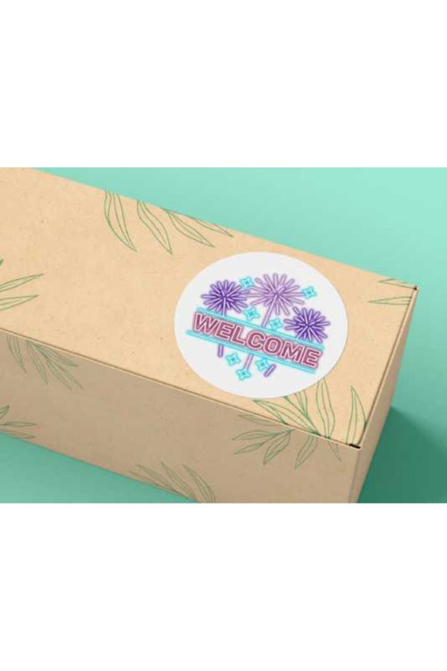 Welcome Etiketi Mat Yuvarlak Sticker Welcome To Our Opening Hoş Geldiniz Serisi 4 Cm (40 ADET)