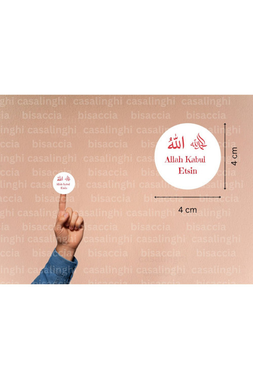Allah Kabul Etsin Etiketi Hediyelik Kabe Mekke Mevlid Kırmızı Yuvarlak Mat Sticker 4 Cm (45 Adet)