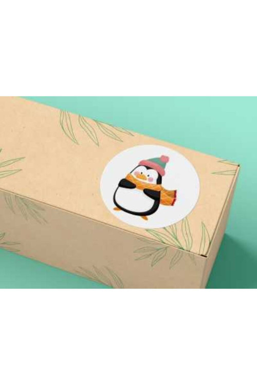 Penguen Etiketi Sevimli Penguenler Yuvarlak Mat Çıkartma Round Sticker 4 Cm (20 Adet)