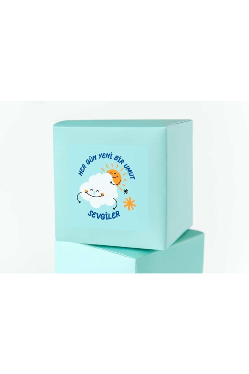 3.5 Cm - (40 ADET) Her Gün Yeni Bir Umut Sevgiler Etiketi Mat Motive Tebrik Kutlama Mesajları Bulut