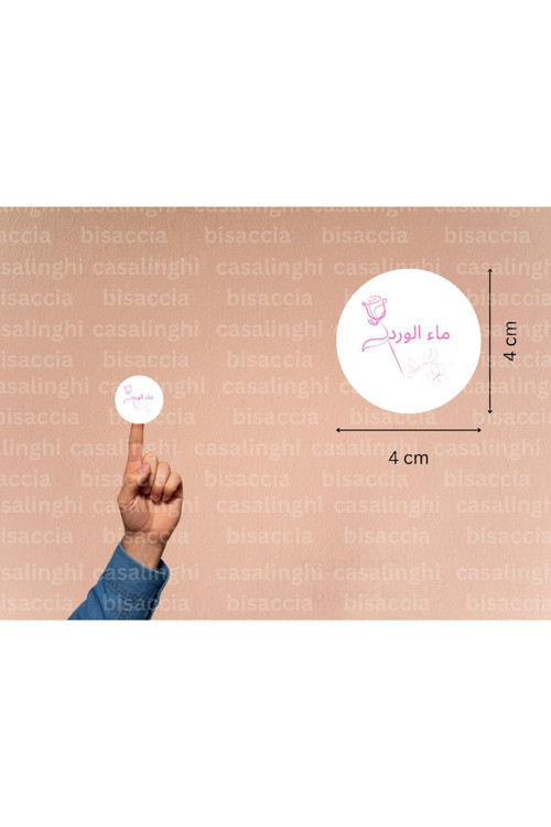 Arapça Gül Suyu Etiketi Yuvarlak Mat Çıkartma Hediyelik Pembe Gül Sticker 4 Cm (45 Adet)