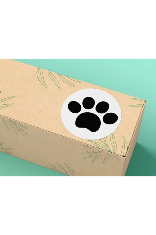 Siyah Paw Sticker Kedi Köpek Pati Pençe Beyaz Arkaplan Yuvarlak Mat Etiket Nero 3 Cm - 180 Adet