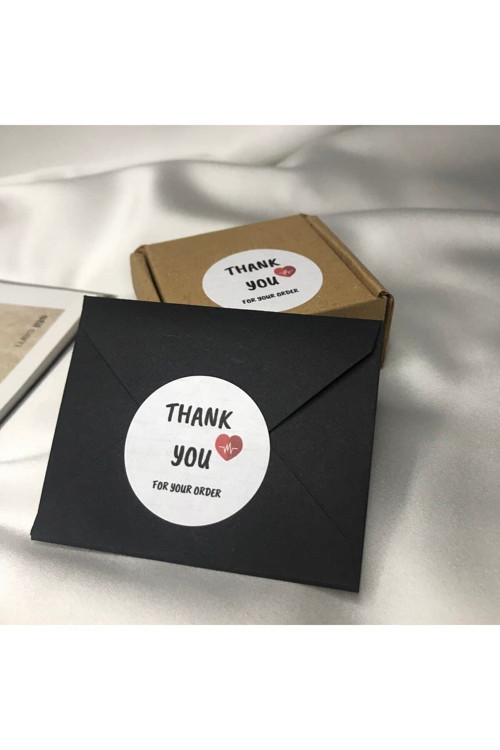Thank You For Your Order Yuvarlak Etiket Küçük Kırmızı Kalp Cuore Amore Mat Sticker 4 cm - 100 Adet