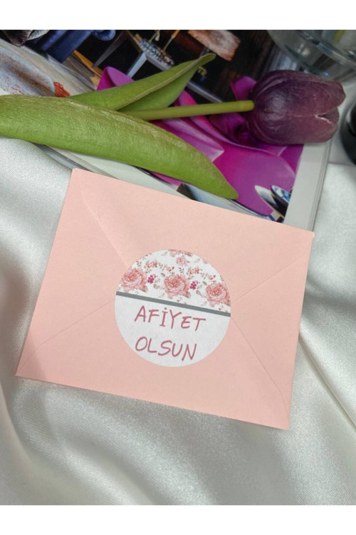 Afiyet Olsun Etiketi Çiçekli Model 1 Pastane Cafe Yuvarlak Mat Sticker 4 Cm (40 Adet)