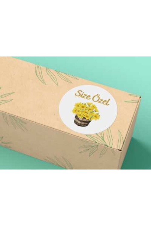Çiçek Desenli Size Özel Etiketi Yuvarlak Mat Stıcker 4 Cm (40 ADET)