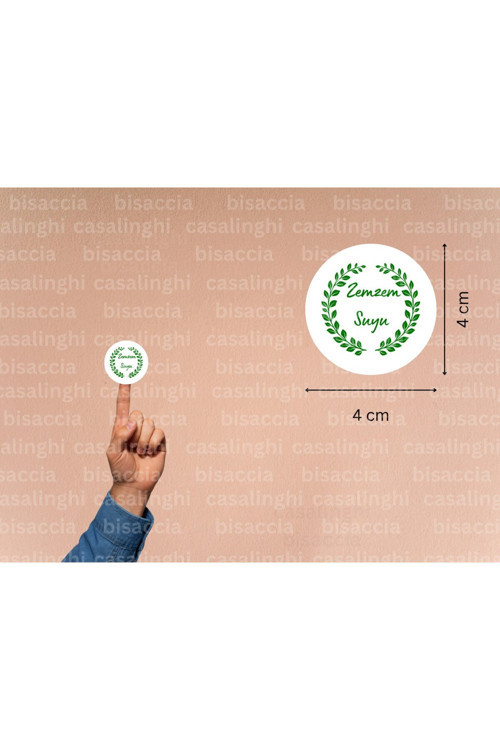 Zemzem Suyu Etiketi Yeşil Hediye Sticker Kabe Mekke Medine Yuvarlak Mat Çıkartma 4 Cm (45 Adet)