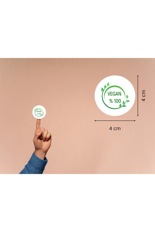Beyaz Vegan Yeşil Gıda Etiketleri Alerjen Yuvarlak Mat Sticker 4 Cm (40 Adet)
