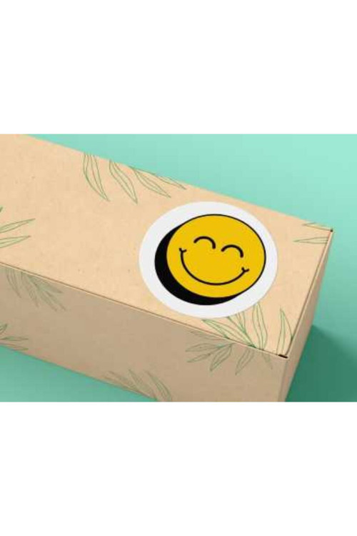 Gülücük Emoji Etiketi Yuvarlak Mat Smile Sticker 4 Cm (40 Adet)
