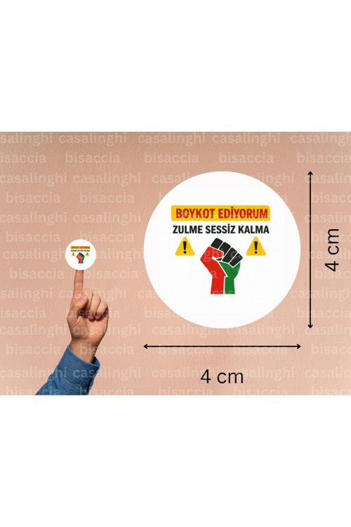 Boykot Etiketleri Zulme Sessiz Kalma Etiketi Yuvarlak Mat Sticker 4 Cm (45 Adet)