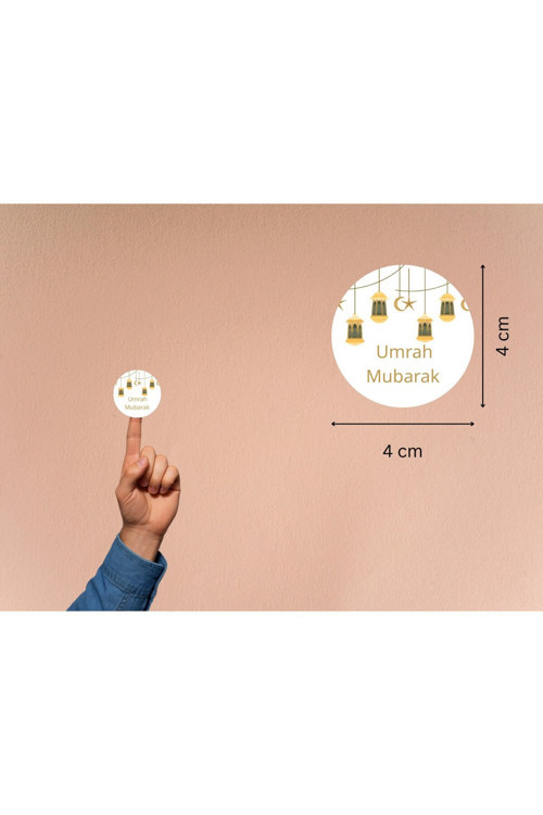 Umrah Mubarak Etiketi Hediye Sticker Gift Umre Hajj Yuvarlak Mat Etiket 4 Cm (40 ADET)
