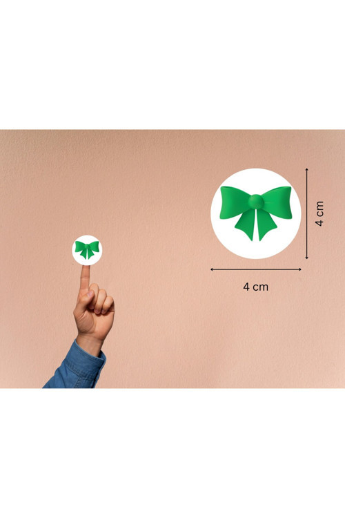 Yeşil Fiyonk Baskılı Etiket Yuvarlak Mat Çıkartma Round Sticker 4 Cm (45 ADET)