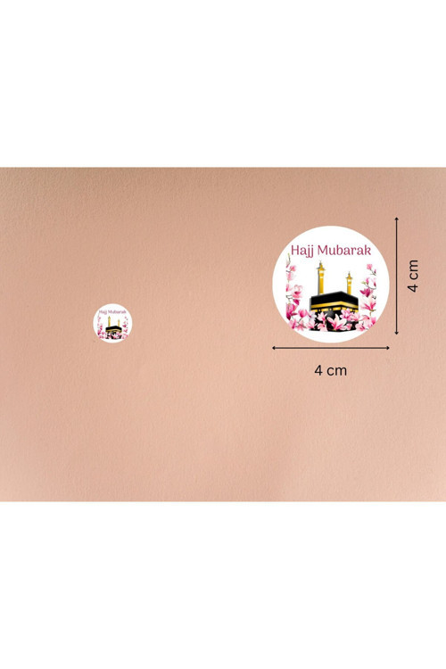 4 Cm (90 ADET) Hajj Mubarak Etiketi Hediye Sticker Gift Umre Kabe Hajj Yuvarlak Mat Çıkartma