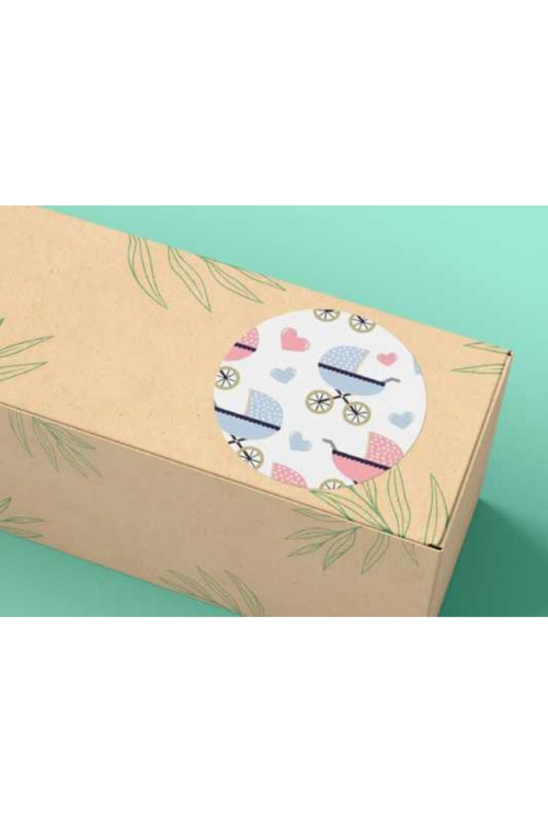 Bebek Cinsiyet Partisi Sticker Mat Etiket Baby Shower Serisi 4 Cm (40 Adet)