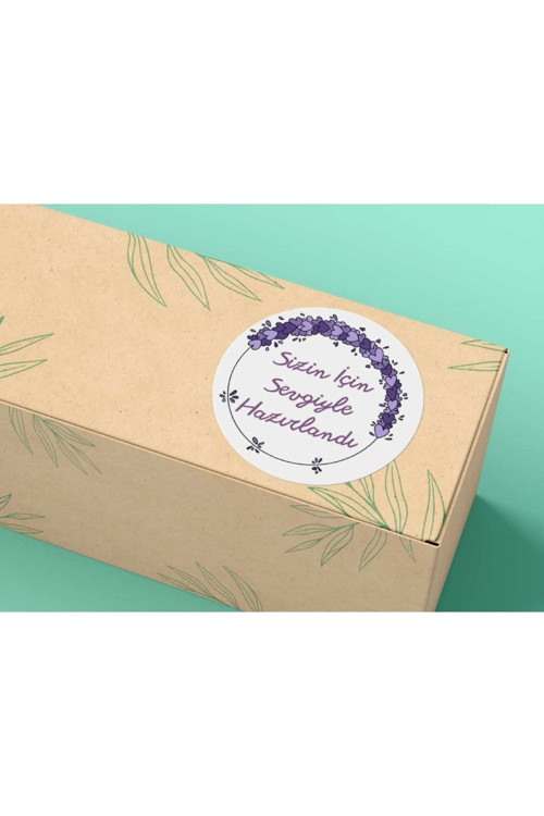 Sizin Için Sevgiyle Hazırlandı Etiket Mat Sticker Lovingly Prepared For You 4 cm 100 Adet