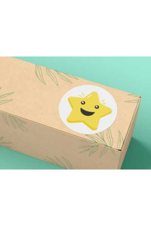 Yıldız Gülücük Etiketi Yuvarlak Mat Çıkartma Cute Round Sticker 3 Cm (95 Adet)