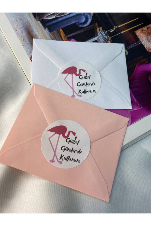 Flamingo Baskılı Güzel Günlerde Kullanın Etiketi Yuvarlak Mat Stıcker 4 Cm (100 Adet)