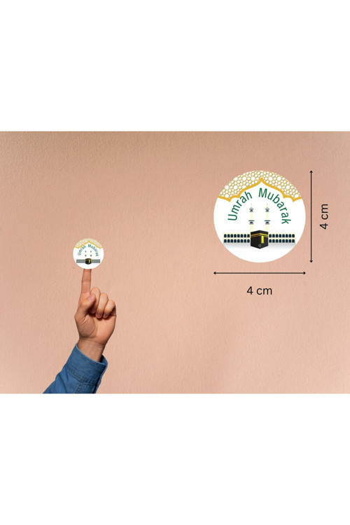 Umrah Mubarak Etiketleri Hediye Sticker Gift Umre Hajj Yuvarlak Mat Etiket 4 Cm (40 ADET)