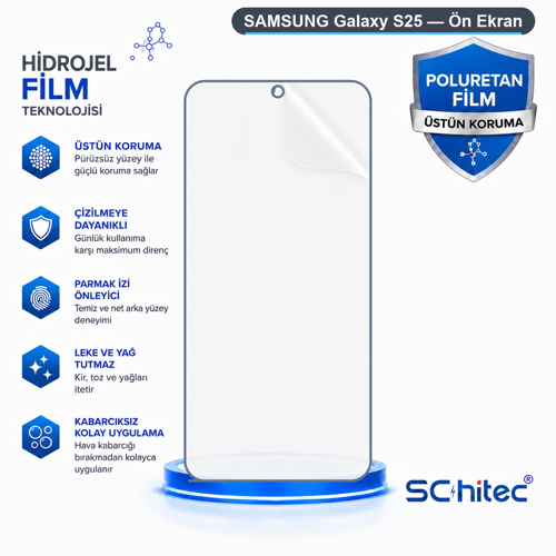 SAMSUNG Galaxy S25 Uyumlu Ön Yüzey Nano Şeffaf Hidrojel Ekran Koruyucu