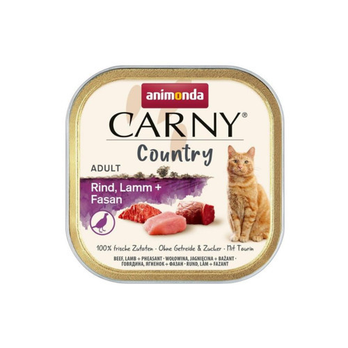 Carny Country Sığırlı Kuzulu ve Sülünü Yetişkin Kedi Konservesi 100 Gr