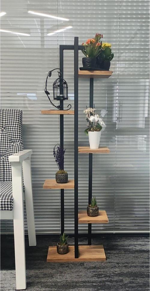 6 Raflı Siyah Çiçeklik 1860