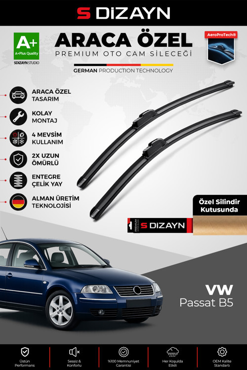 VW Passat B5 Ön Cam Silecek Seti 1996-2005 Premium Araca Özel 53-50 Cm A+ Kalite