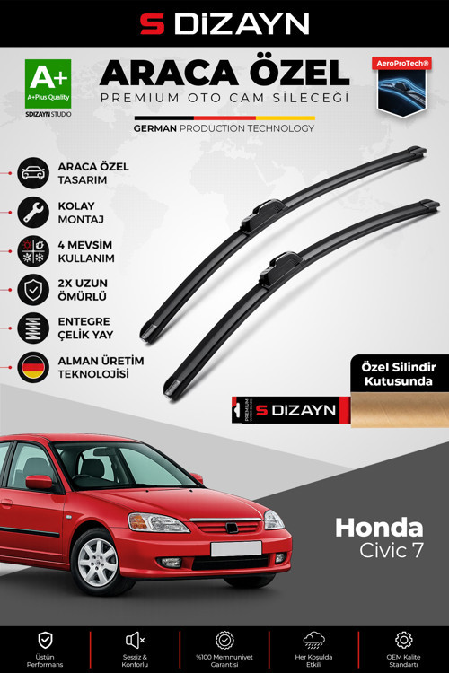 Honda Civic 7 Ön Cam Silecek Seti 2001-2006 Premium Araca Özel 60-38 Cm A+ Kalite
