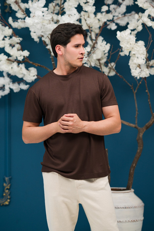 Bisiklet Yaka Yarı Oversize Likralı Yumuşak Kumaş T-shirt