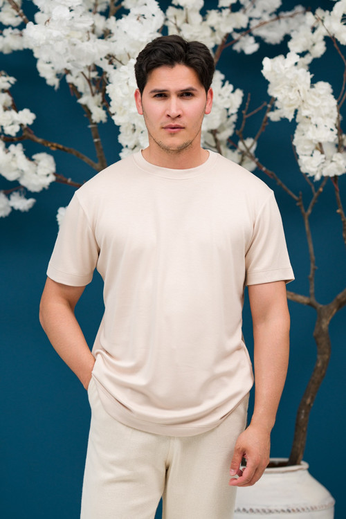 Bisiklet Yaka Yarı Oversize Likralı Yumuşak Kumaş T-shirt
