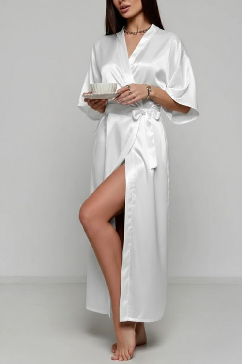 Saten Kuşaklı Uzun Sabahlık-Şık & rahat,çeyizlik,İpeksi Saten