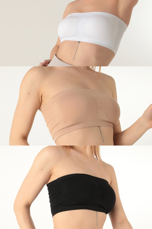 3'lü Paket Seamless Straplez Askısız Büstiyer