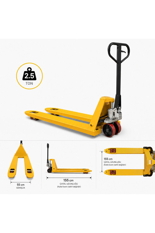 2.5T TRANSPALET Döküm Kafalı Kırmızı&SİYAH Teker
