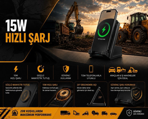 15W Manyetik Kablosuz Hızlı Şarj İstasyonu