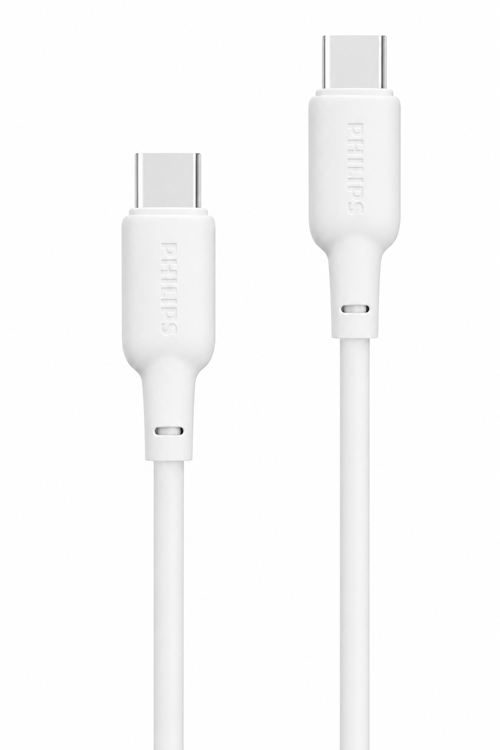 DLC6541CW/00 USB-C – USB-C Hızlı Şarj Kablosu, 60W PD, 1.2 Metre, Silikon Kaplama, Beyaz