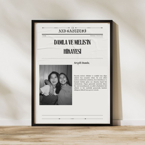 Kişiselleştirilmiş Anı Gazetesi Çerçeveli Poster