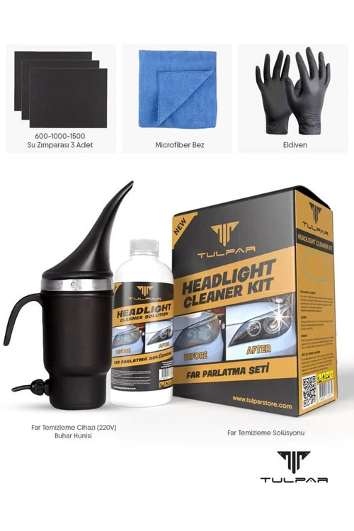 Tulpar Buharlı Far Temizleme Far Parlatma Avantajlı Set Paket (HEADLİGHT CLEANER KIT)