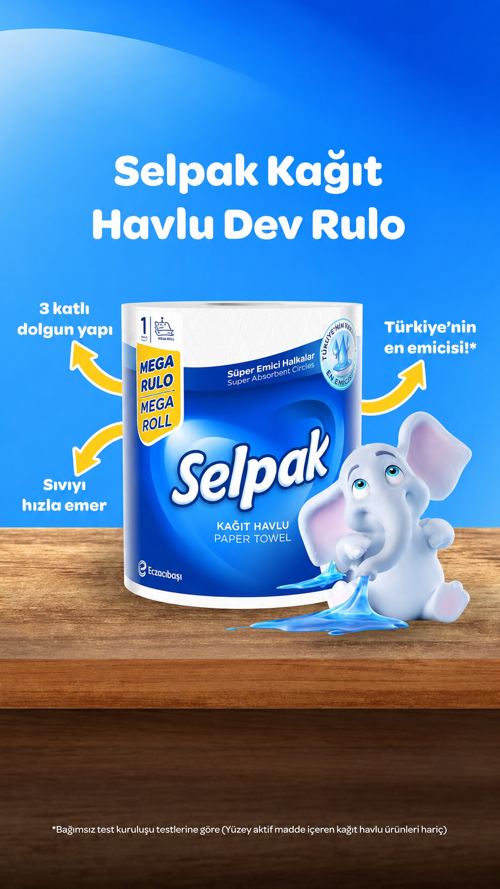 1 ADET Selpak Kağıt Havlu Süper Emici Mega Rulo