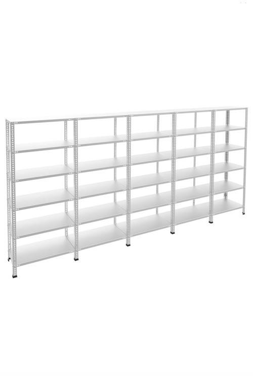6 Katlı 5'li Galvaniz Çelik Raf - Depo, Arşiv, Kiler, Dosya, Market Rafı 43x60 Cm-200 Cm-0.70 Mm