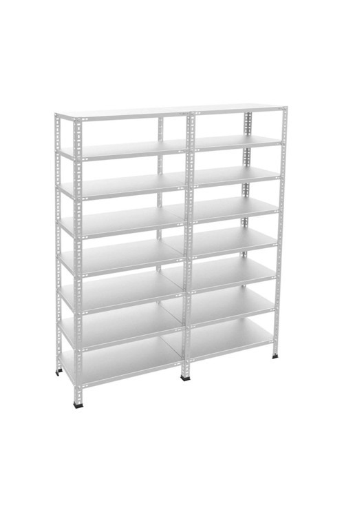 8 Katlı Duble Galvaniz Çelik Raf - Depo, Arşiv, Kiler, Dosya, Market Rafı 31x60 Cm-250 Cm-0.70cm