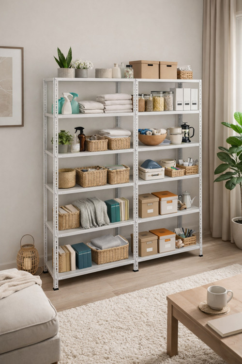 6 Katlı Duble 2'li Galvaniz Çelik Raf Depo, Arşiv, Kiler, Dosya, Market Rafı 43x60x200cm