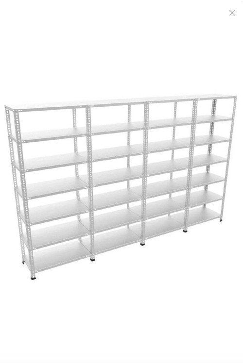 7 Katlı 4'lü Bitişik Galvaniz Çelik Raf - Depo, Arşiv, Kiler, Dosya, Market Rafı 43x240x200 cm