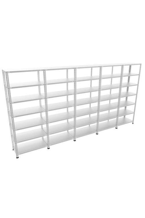 7 Katlı 5'li Galvaniz Çelik Raf - Depo, Arşiv, Kiler, Dosya, Market Rafı 31x75x250cm