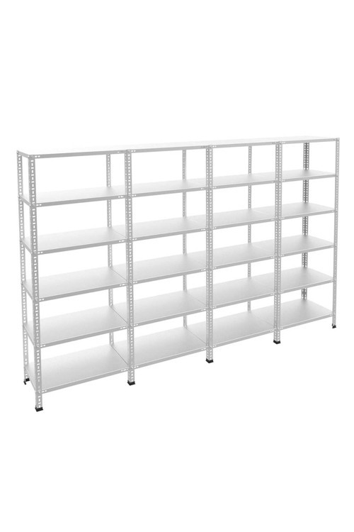 6 Katlı 4'lü Galvaniz Çelik Raf - Depo, Arşiv, Kiler, Dosya, Market Rafı 59x93 cm-250 cm-0.70 mm
