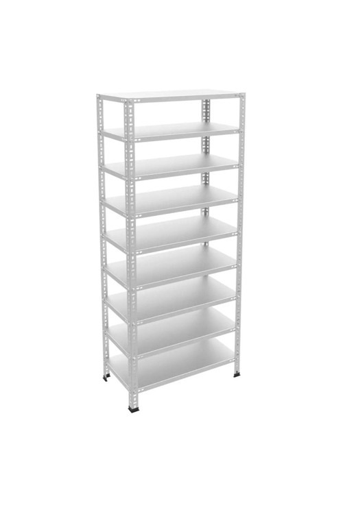 9 Katlı Galvaniz Çelik Raf - Depo, Arşiv, Kiler, Dosya, Market Rafı 31x93 Cm-250 Cm-0.70 Mm