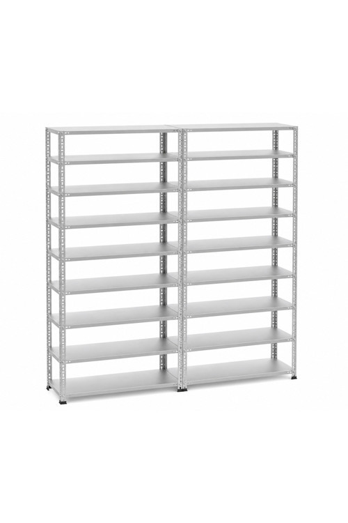 9 Katlı Duble 2'li Galvaniz Çelik Raf - Depo, Arşiv, Kiler, Dosya, Market Rafı 31x93x250cm
