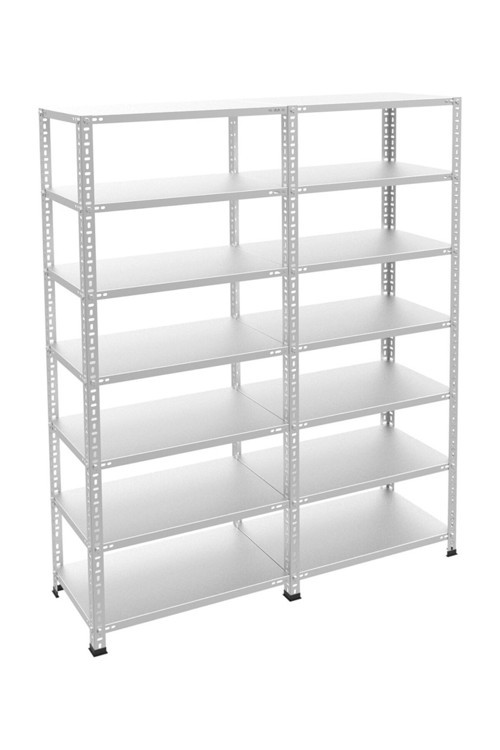 7 Katlı Duble 2'li Galvaniz Çelik Raf - Depo, Arşiv, Kiler, Dosya, Market Rafı 31x93x200cm