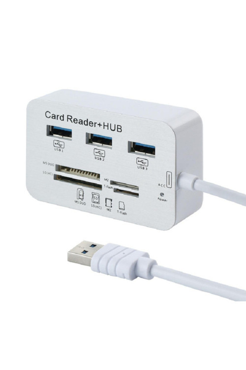 7in1 USB3.0 Ayırıcı Kart Okuyucu Bilgisayar Genişletme Çoklu Arayüz COMBO Kart Okuyucu+HUB