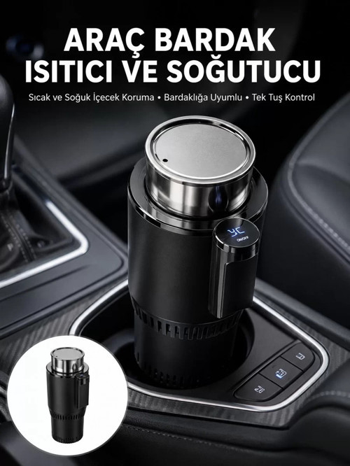 Isıtma Soğutma Özellikli Araç Bardaklığı Çakmak Girişli Akıllı Yeni Nesil