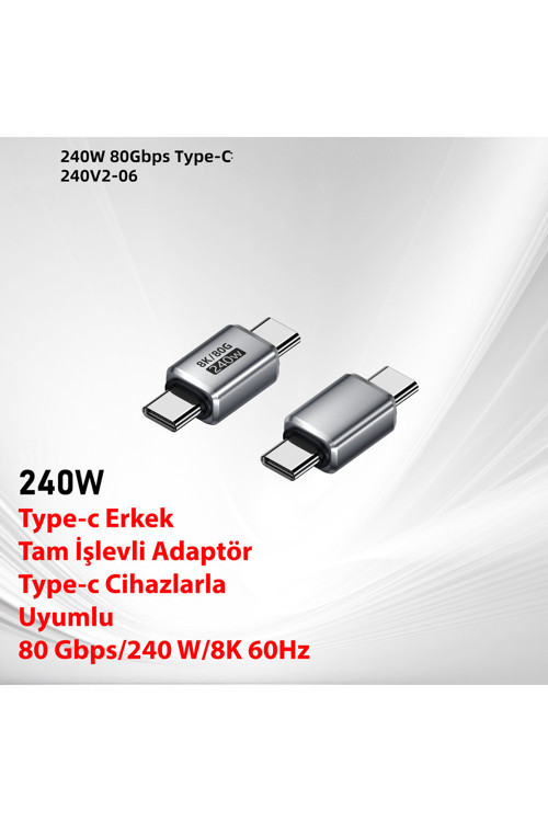Type-C adaptör USB4, Thunderbolt 5 cihazları için PD240W hızlı şarjı ve 80 Gb iletimi destekler.